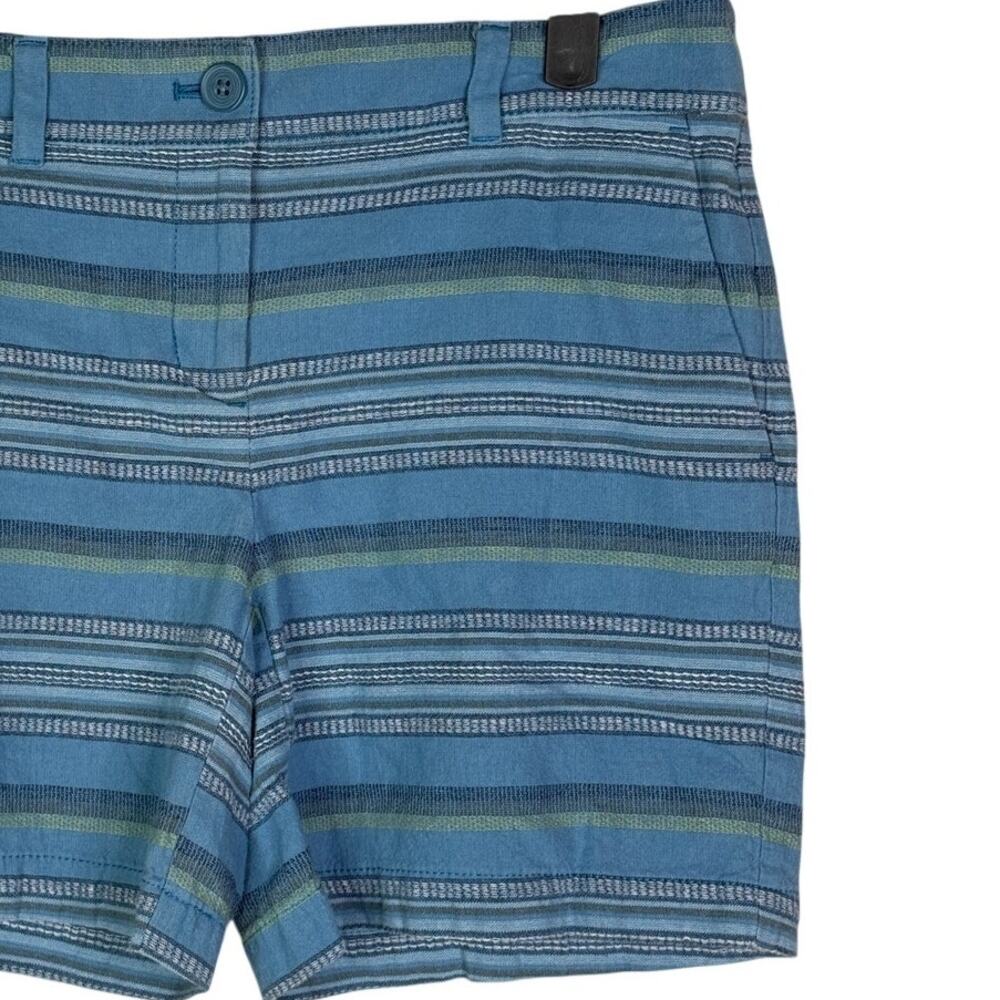 Ann Taylor Striped Casual Flat Front Shorts Pockets Lightweight Cotton 2 Blue - Picture 3 of 15